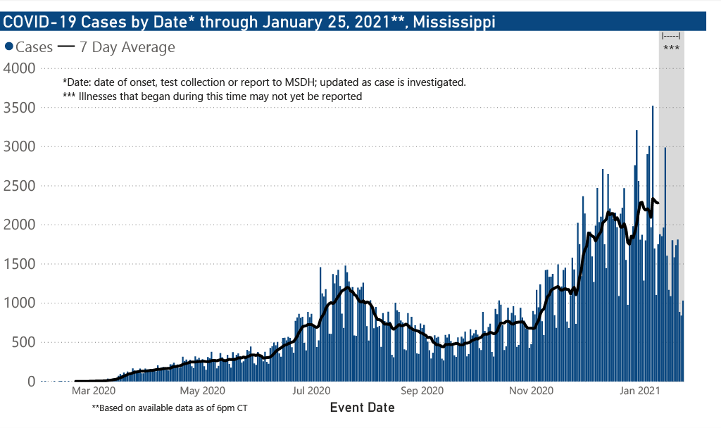 chart of COVID-19 cases by date of illness