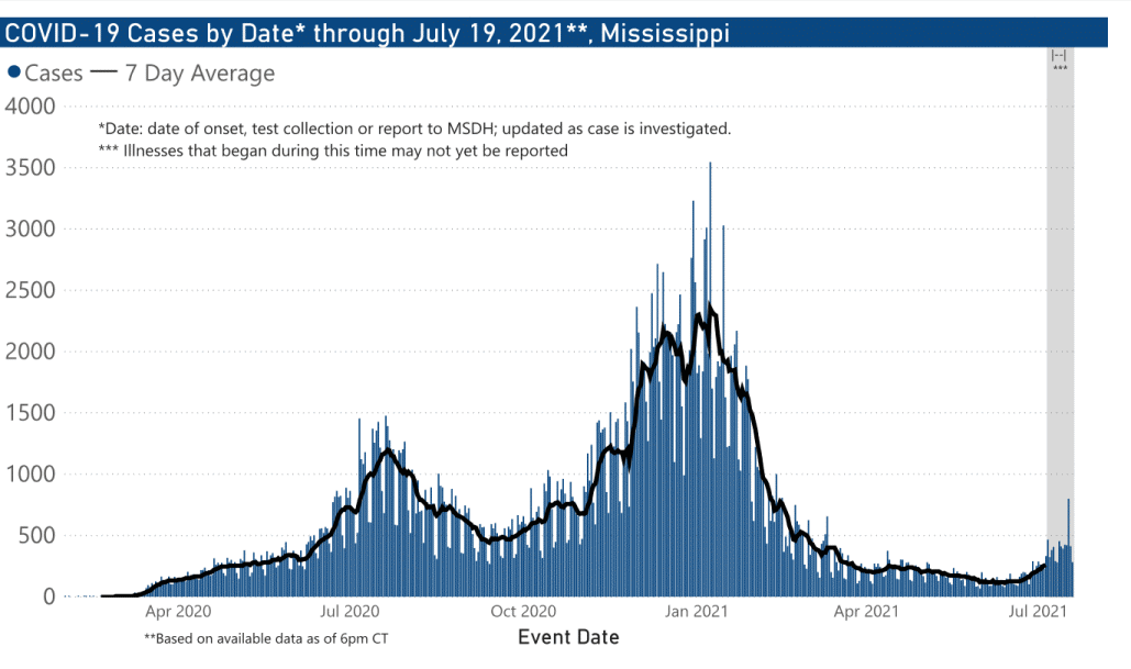 chart of confirmed COVID-19 cases by date illness began