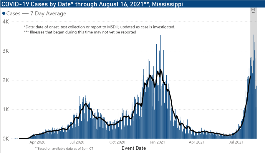 chart of confirmed COVID-19 cases by date illness began