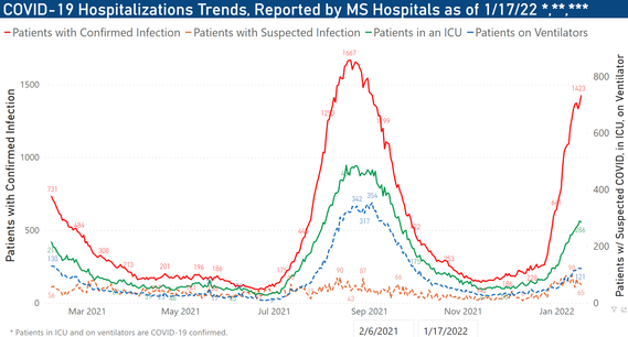 chart of COVID-19 hospitalizations trend over time