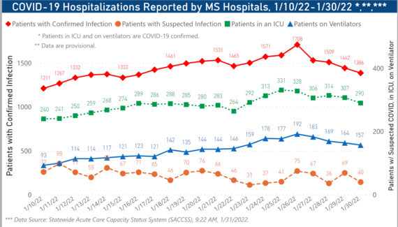chart of COVID-19 hospitalizations by date
