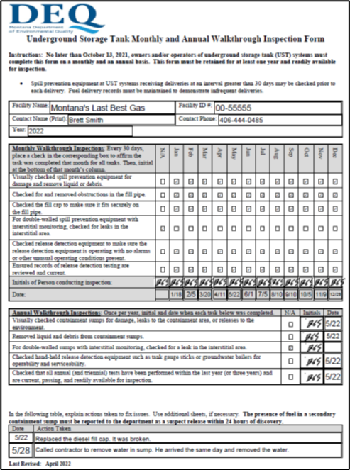 2022 inspection form