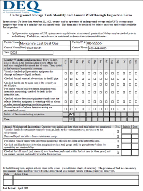 2023 inspection form
