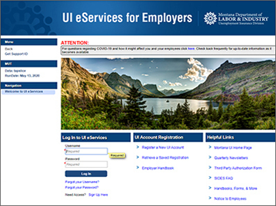 eServices New Home Page Screenshot