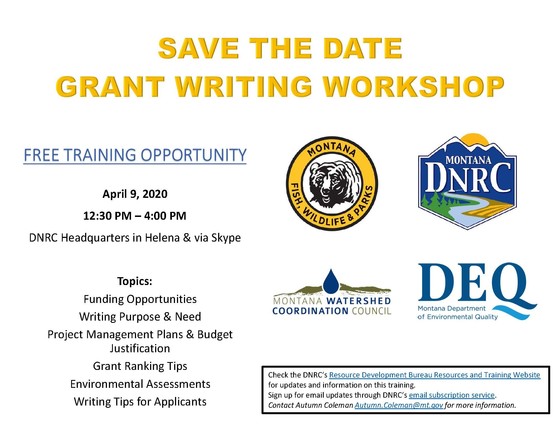 DNRC TRAINING Grant Writing   Grant Writing Training Save The Date Crop 