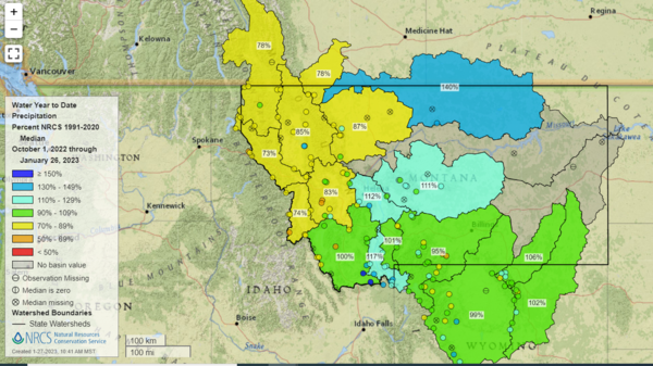 USDA NRCS National Water and Climate Center MT Precip Map
