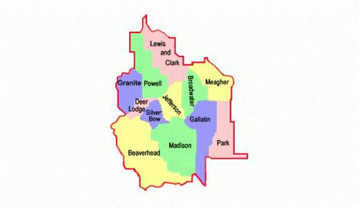 Figure 1. Montana counties within private applicator district two. 