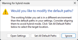 Survey Database Warning for Hybrid Mode