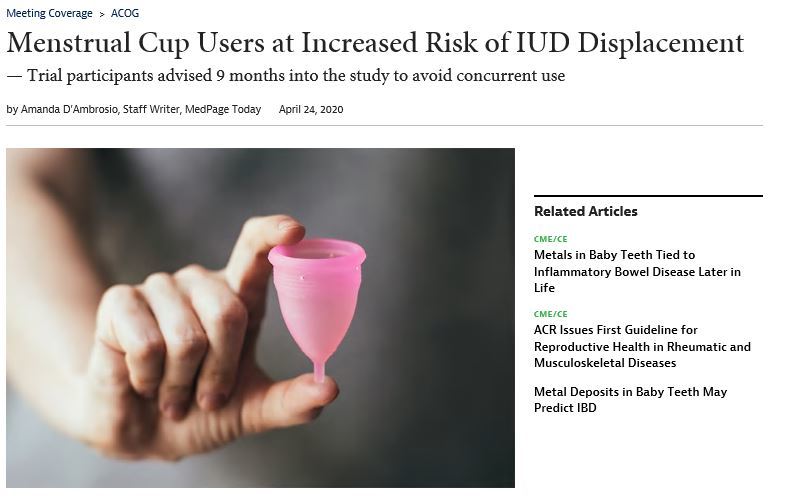 Article: Menstrual Cup Users at Increased Risk of IUD Displacement