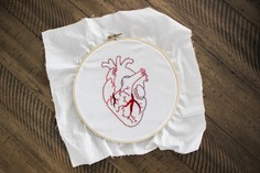 Needlepoint of heart with its anatomy