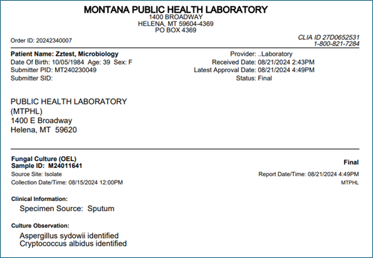 Final Fungal Culture Report