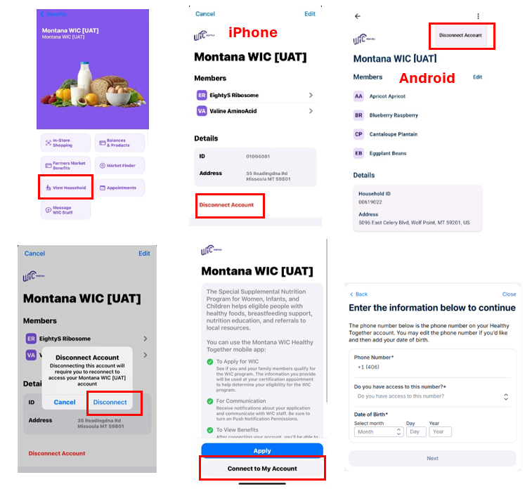 Healthy Together Mobile App directions to disconnect account