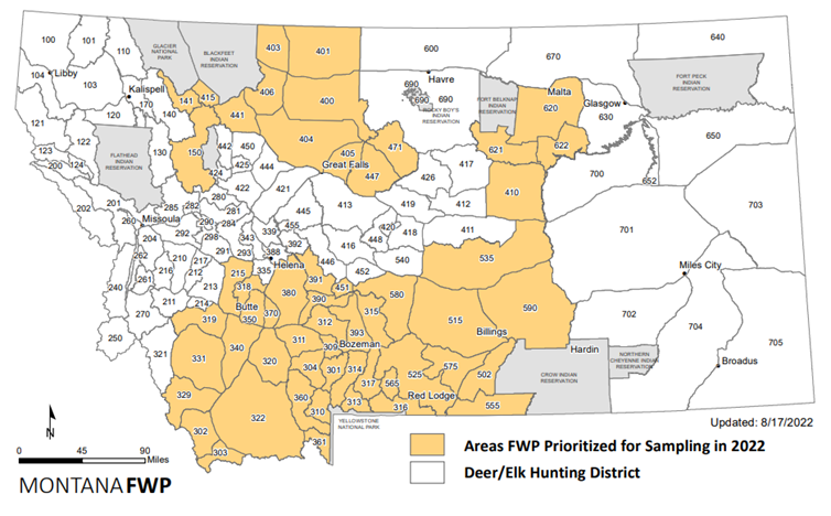 CWD Priority Sampling Areas for 2022