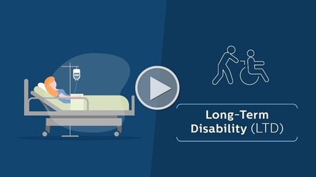 Long Term Disability (LTD) with image of person in hospital bed 