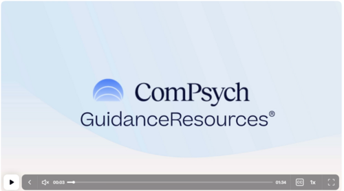 screenshot of EAP video with text: ComPsych GuidanceResources 