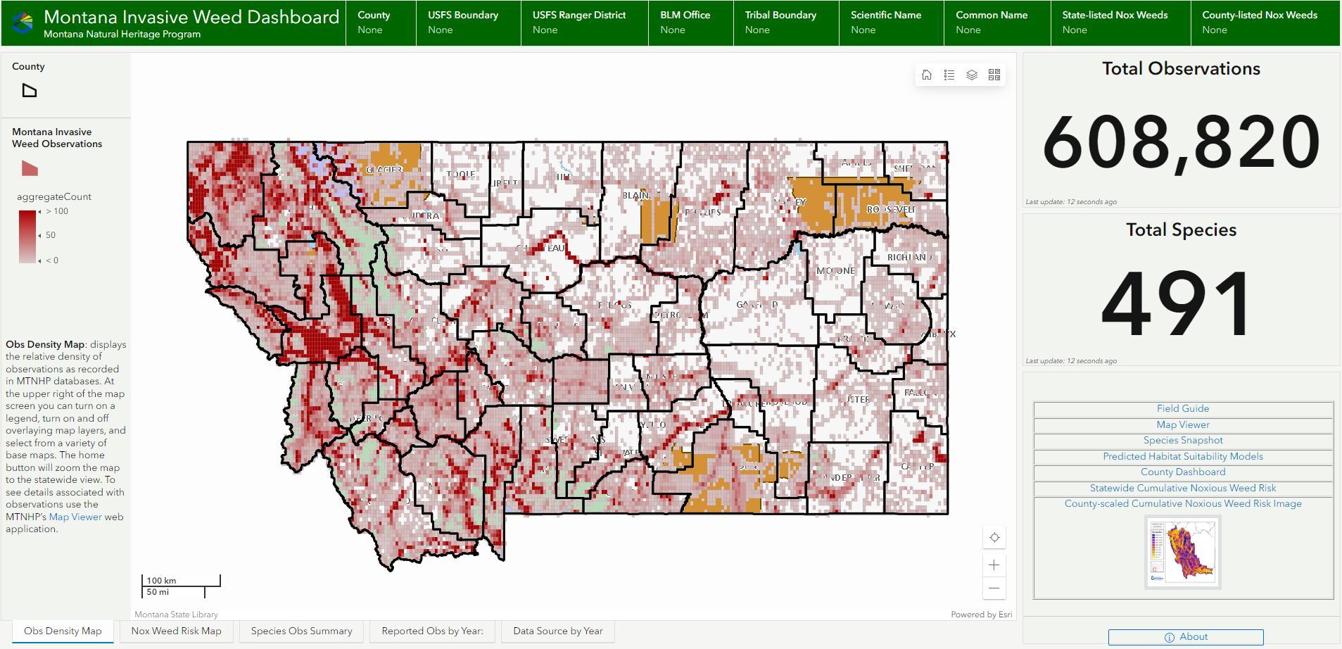 Montana Invasive Weed Dashboard