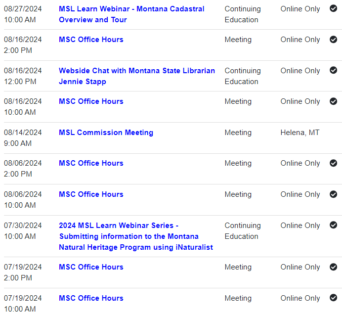 ASPeN Event Calendar through 8/27