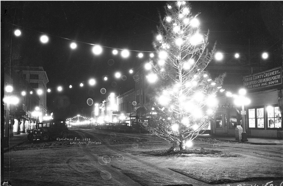 Christmas Tree with lights on the street