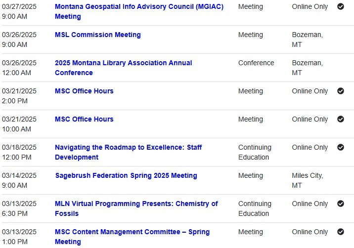 ASPeN Event Calendar through 3/27/2025