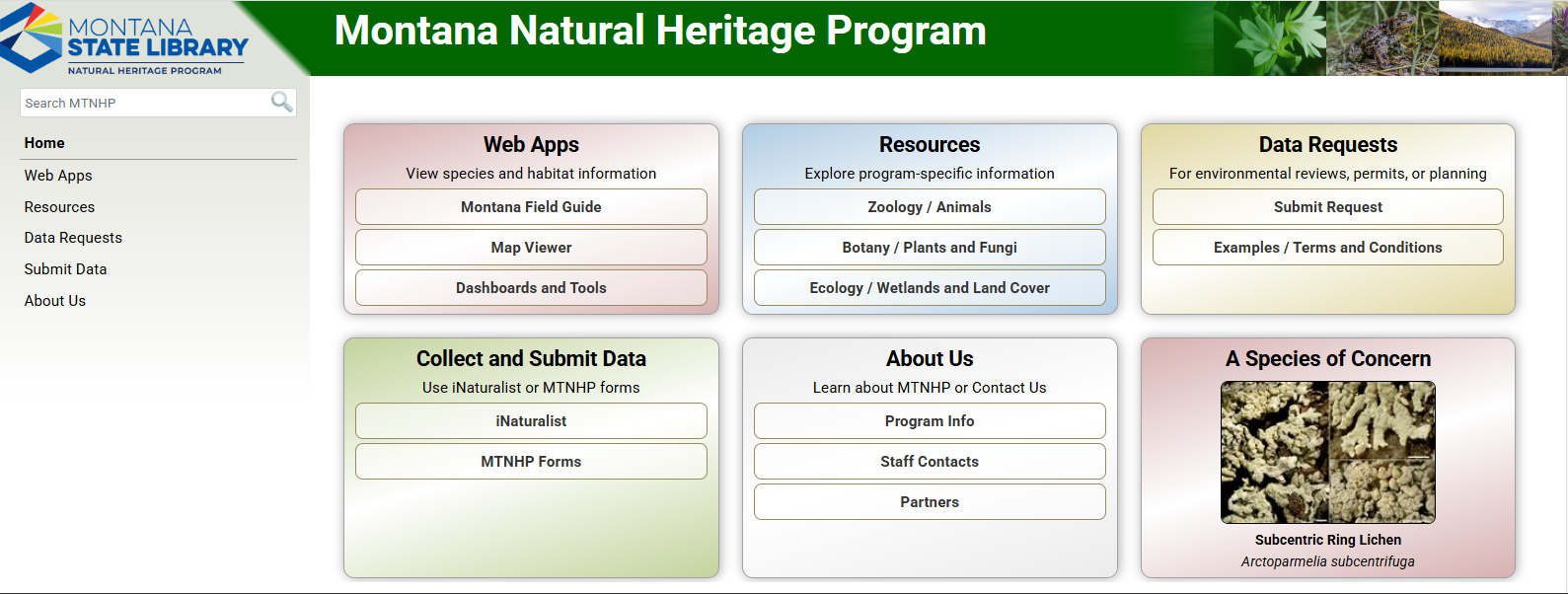 New MTNHP Website Image of New Natural Heritage Program Website