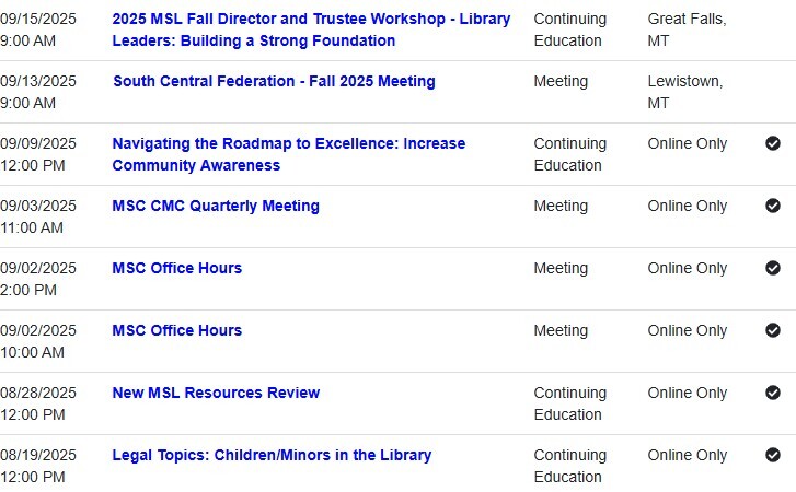 ASPeN Event Calendar through 9/15/2025