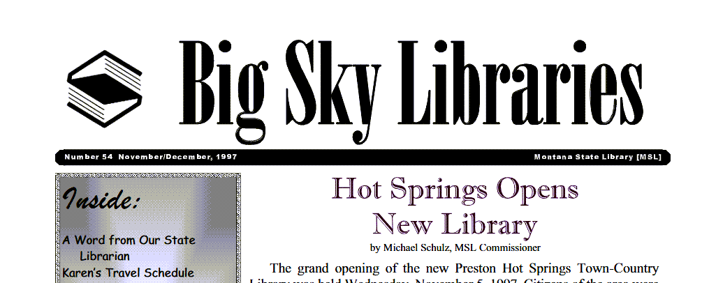 Big Sky Libraries Nov Dec 1997