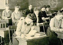 Students at desks in classroom