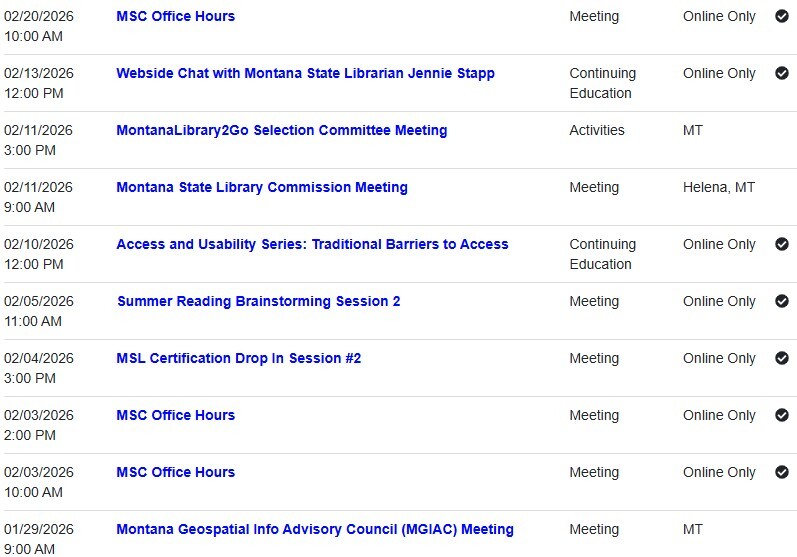 ASPeN Event calendar