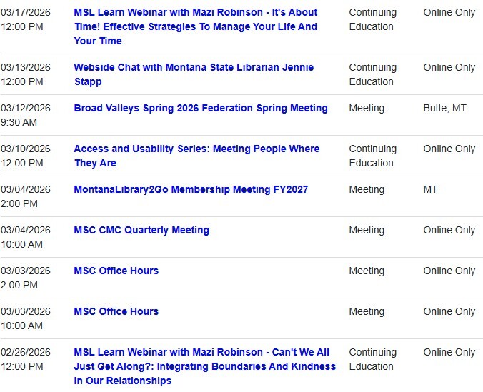 ASPeN Event Calendar