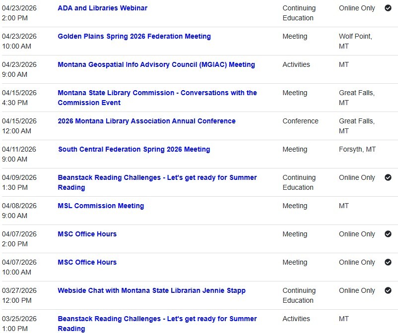 ASPeN Event Calendar