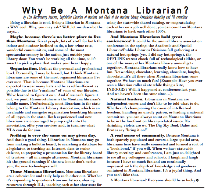 Column from February 2006 Big Sky Libraries
