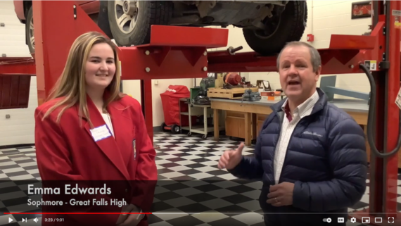 SkillsUSA State Officer Emma Edwards chats with Great Falls Chamber of Commerce