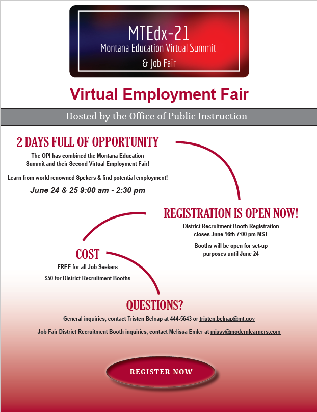 Montana Education Virtual Summit & Job Fair Flyer