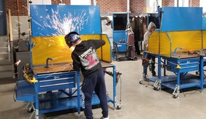 Students at work fabricating