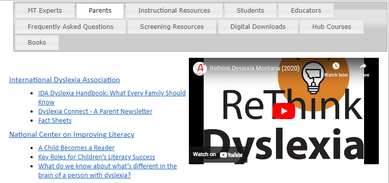 Rethink Dyslexia webpage screenshot