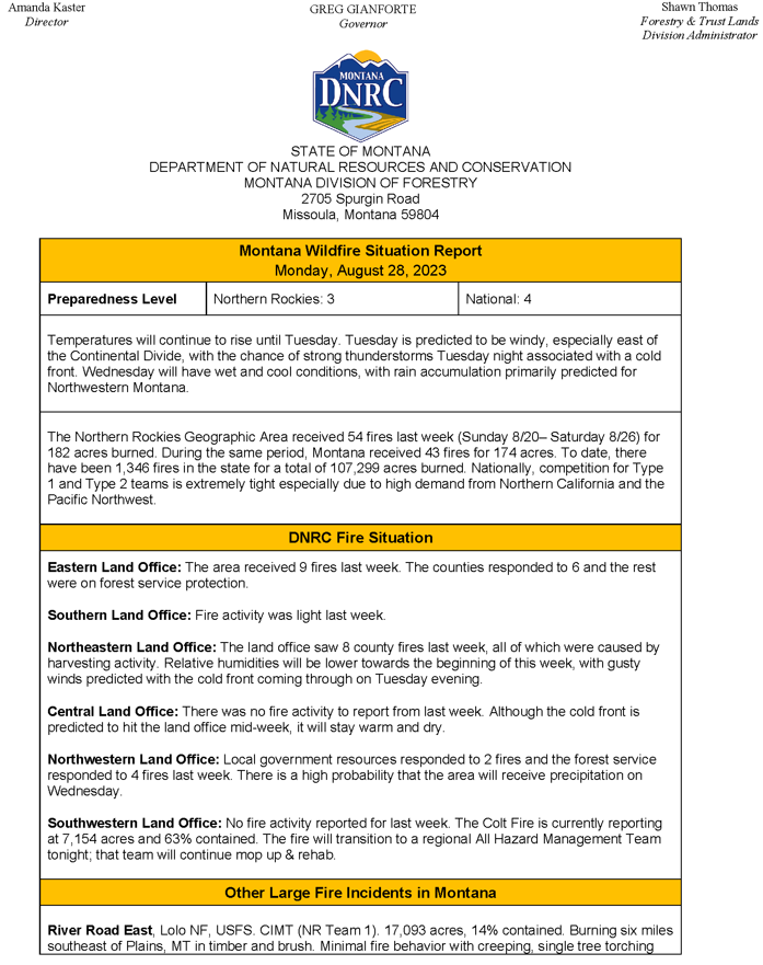 DNRC Fire Report Page 1