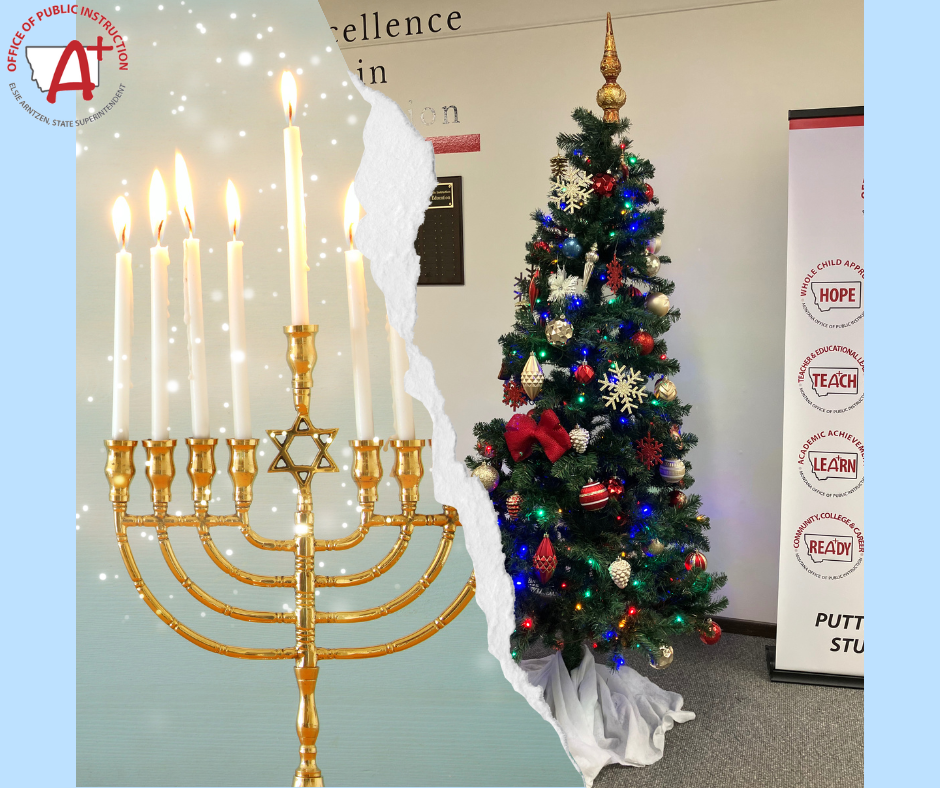 xmas tree and menorah