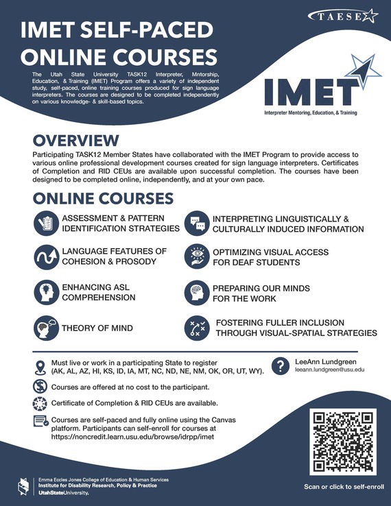 Interpreter, Mentorship, Education, and Training IMET Program Flyer