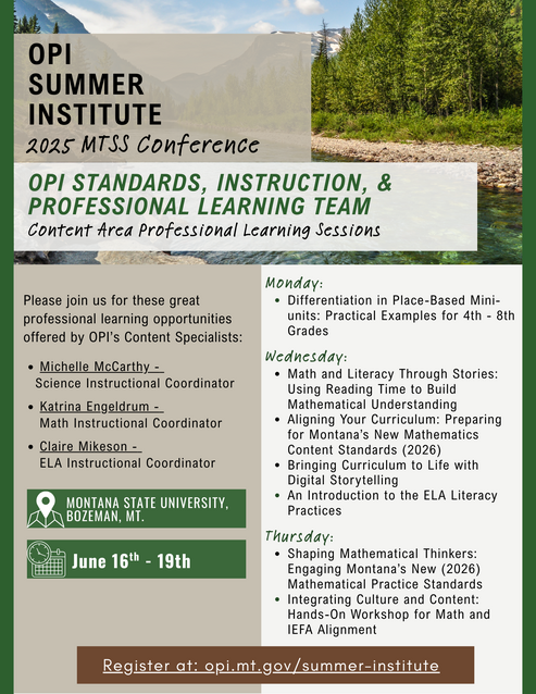 Content Specialists Summer Institute sessions