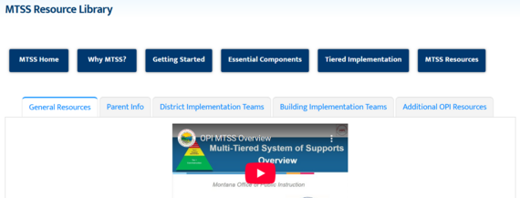 MTSS Resource Library on OPI Website