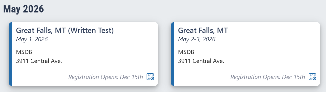 EIPA Testing Dates May 1-3, 2026, Great Falls, MT School for the Deaf and Blind