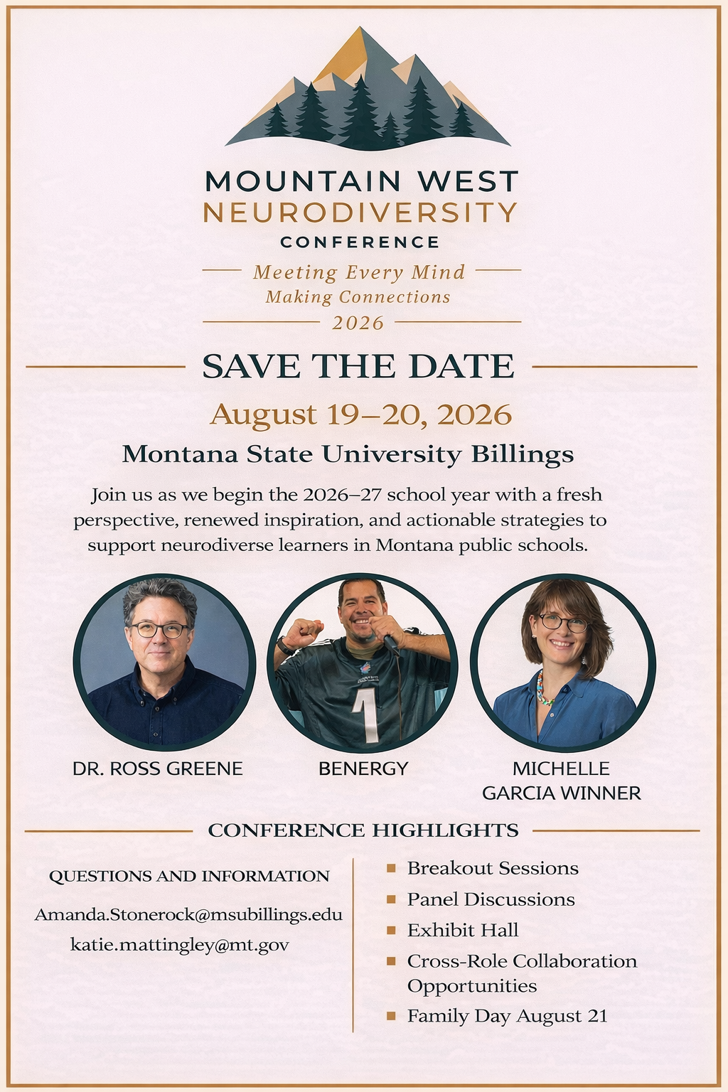 Mountain West Neurodiversity Conference 2026 Save the Date August 19-20, 2026 Billings