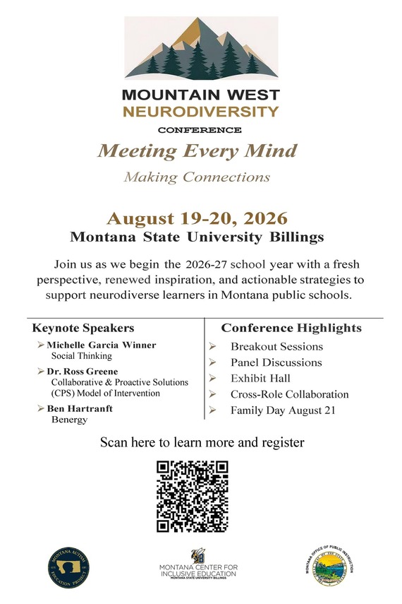 Mountain West Neurodiversity Conference Aug. 19-20 @ MSU Billings with Family Day Aug. 21, 2026