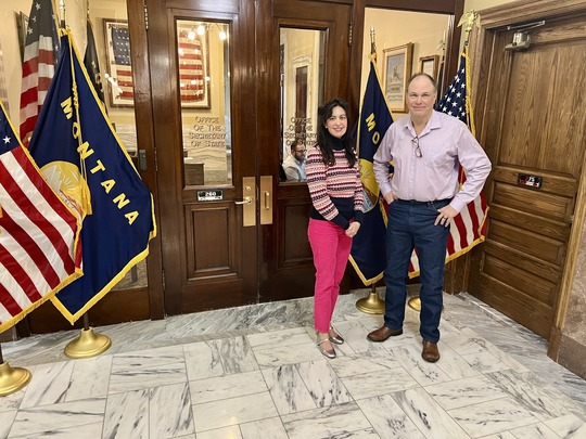 Secretary of State Christi Jacobsen assists Rep. Steve Gist with candidate filing