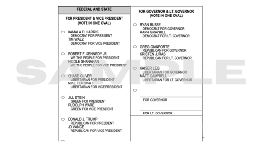 Montana 2024 General Election sample ballot