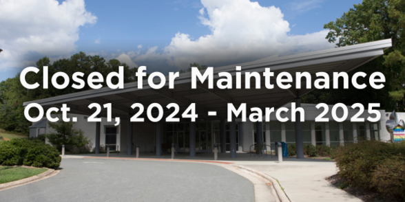 Homestead Aquatic Center entrance with Closed for Maintenance