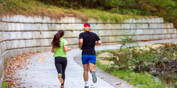 People running on a trail