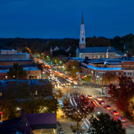 View of downtown Chapel Hill at night