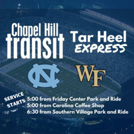 Tar Heel Express information for UNC vs Wake Forest game