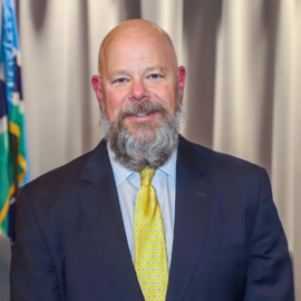 Town Manager Chris Blue in Council chamber